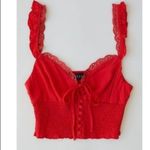 LIONESS Red  Top with Lace and Button Detail xs Photo 0