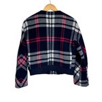 J.Crew Plaid Wool Bomber Jacket Sz Small Navy Blue Preppy Classic Photo 3