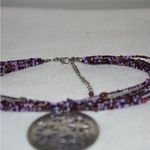 Boho Chic Purple Shades Beaded Statemet Medallian Lobster claw clasp Necklace Photo 1