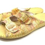 La Plume Italian Leather Pastel Floral Yellow Slip on Sandal Size 40/9 Photo 5