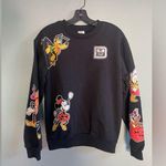 Disney  Japan 2022 Halloween Mickey Donald Goofy Pumpkin Black Sweatshirt Sz S Photo 0