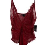 INC  International Concepts Women's Lace Plunge Lingerie Bodysuit Red Med New Photo 0