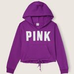 PINK - Victoria's Secret Victoria's Secret Pink Fleece Cropped Cinched Campus Sweatshirt Hoodie NWT Photo 1
