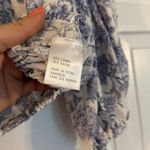 Cynthia Rowley linen cropped tie neck blouse blue toile Small Photo 3