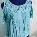Gypsies & Moondust  Blue Cold Shoulder Top Large Photo 1