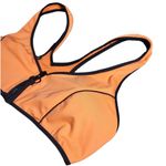 ZARA Swimwear Contrast Piping Bikini Zip Top in Neon Orange Photo 9