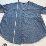 Torrid Blue Denim Button Front Raw Hem 3/4 Tab Sleeve Tunic Shirt Size 3X Photo 11
