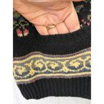 Vintage The Import Workshop Floral Knit Sweater Vest Button Front Large Black Photo 4