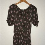 Lucky Brand NEW Boho Maxi Floral Dress Tiered Brown Pink Tassels Cottage XS Photo 5