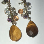 Boho Dangling Beaded Faux Tigers Eye Bead Earrings Brown Photo 2