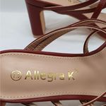 Allegra K Womens Strappy Slip On Summer Sandal 7.5 Burgundy Heels Mob Wife Shoes Photo 1