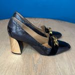 Tory Burch  Jessa Block Heel Pumps Snake Suede Horsebit Metallic Women’s Size 9 Photo 3