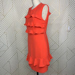 Whistles Bea Frill Front Dress in Coral Red Orange Ruffle Size US 8 / UK 12 Red Photo 3