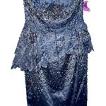 NWT Mandalay Grey Silver Beaded Sequin Lace Mini Cocktail Evening Dress Womens 6 Gray Photo 0