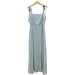 Dessy Collection Square Neck Luxe Chiffon Bow Shoulder Dress in Mist size 8R NWT Blue Photo 2
