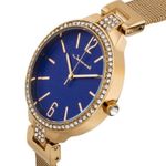 New Jeanneret Luxury Crystal Bezel Blue Face Gold Tone Mesh Band Wristwatch Photo 1