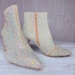 Betsey Johnson cady rhinstone embellished ankle boots booties silver pointed toe boots 8.5 Photo 4