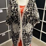 Paramo Design Black and White Patterned Lace Crochet Trim Caridgan Sweater NWOT Size 2X Photo 0