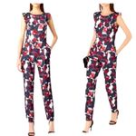 Reiss  floral red blue jumpsuit luxury designer fall boho classic designer formal Photo 1