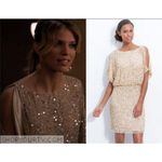 Aidan Mattox ππ Cold Shoulder Sequin Mini Dress Cocktail Dress Light Gold 6 NWT Photo 5