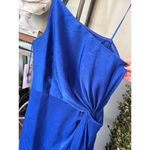 Liv Foster Charmeuse One Shoulder Satin Evening Gown Blue Womens Size 2 Photo 3