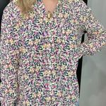 Frank & Eileen 💕💕 Eileen Neon Floral Button Down Shirt Blouse Medium M NWOT Photo 3