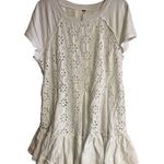 Free People  Women's White Eyelet Peplum Top L Photo 1