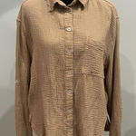 Mittoshop Tan Button-Up Shirt with a tattered look small Photo 0