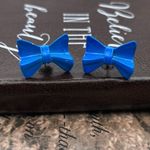 Vintage 90s Blue Bow Stud Earrings Photo 2