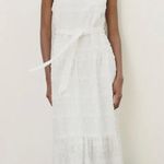 ZARA Oyster White Textured Ruffled Midi Dress Photo 0