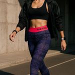 Nike  Pro Dri-Fit Full Length Purple Geometric Print Athletic Leggings Medium Photo 0