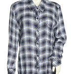 Duck & Weave Shirt Womens Large Blue Black Plaid Button Up‎ Flannel Camp Cabin Photo 0