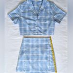 Brandy Melville /John Galt Matching Set, Cara Skirt Vivian Top - Light Blue Plaid Photo 7