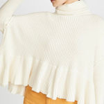 Free People Layer Cake Cable Knit Cream Tiered Ruffle Chunky Sweater Medium Photo 0