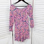 Lilly Pulitzer Lana Off The Shoulder Long Sleeve Shorts Romper Pink Blue XS Photo 8