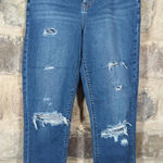 American Eagle ‎ Stretch Jeans Medium Wash Distressed Woman's Size 4 Long Photo 0