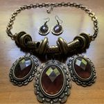 Amethyst Statement Bib Necklace and Earrings Gray Photo 1