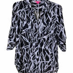Sunny Leigh  Black & White Sheer Graphic Print Button Down Blouse Size Small Photo 0