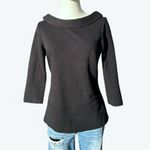 Boden Black Textured Boat Neck Blouse Women’s Size 6R Long Sleeve Top Photo 1