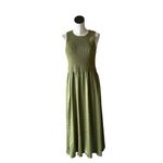 NWT Taylor Mix Media Ribbed Bodice Crew Neck Satin Skirt Side Pocket Green Size M Photo 7