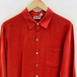 Chico's Vintage  Button Front Shirt sz 2‎ Large Pumpkin Orange Linen Fall Holiday Photo 2