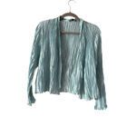 Eileen Fisher Women's Light Blue Pleated Silk High Collar Jacket S Photo 2