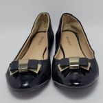 Bamboo  Lula Flat Black Faux Leather Bow Ballet Shoe Size 9 Photo 3