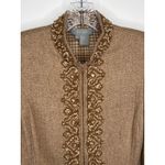 Eccoci Wool Silk Cashmere dressy Jacket with Embroidered Trim fall winter Size 0 Tan Photo 3