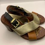 Sam Edelman  Ivy Color Block Strappy Gold Brown Chunky Heel Sandal Women’s Sz 6M Photo 4