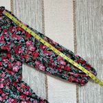 ZARA  Red Pink Black Green Floral Long Balloon Sleeves Midi Dress Women’s Small Photo 7