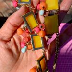 Mika Yoga Wear Yellow and Red gold tone squares and drops geometric Necklace 20” Photo 7