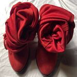 Forever Dream Pairs Over the Knee Suede Boots Red Sz 6 Strap Ties PullUp Holiday Photo 11