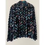 Belgin Frances Iridescent Leaf Leather Mesh Jacket Full Zip Large Geniune Lamb Black Photo 1