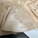 Natasha Zinko Strapless Peplum Tube Top Gold Embroidered Pom Pom Flowers sz 4 Photo 5